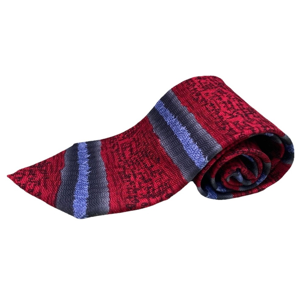 JIMMY V Mens 100% Silk Necktie Rick Pitino Red & Blue Dress Tie 58"x 3.5"